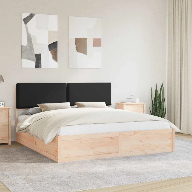 Sengestel med polstret hovedgærde 180x200 cm - Sort