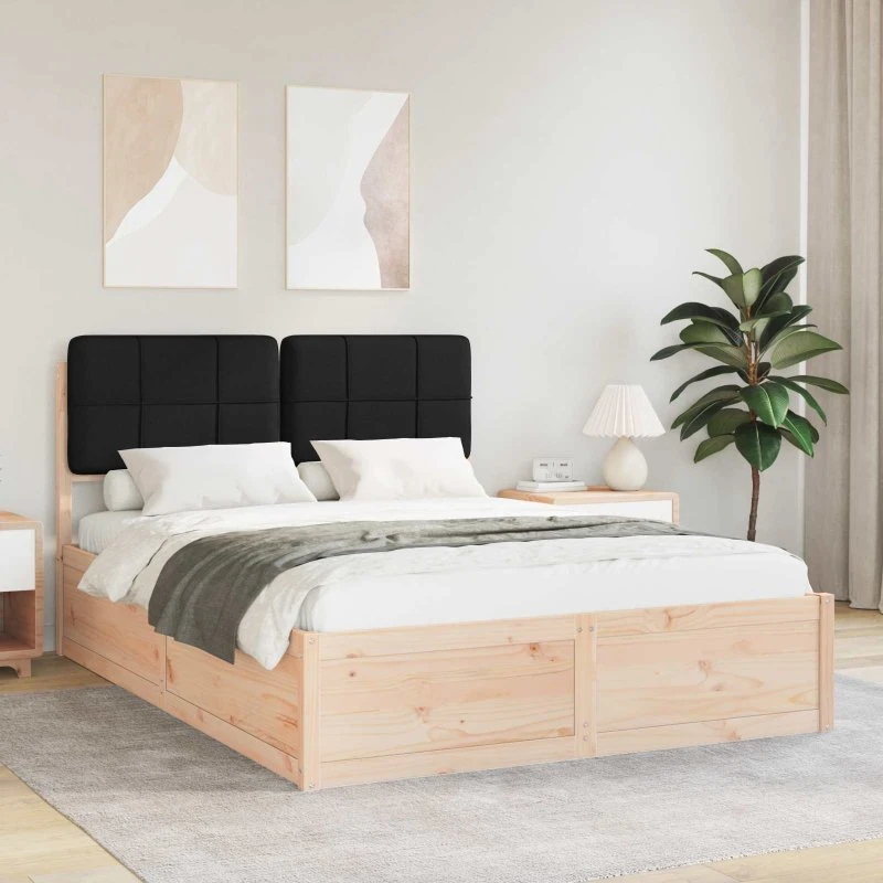 Sengestel 135x190 cm med polstret hovedgavl – Sort