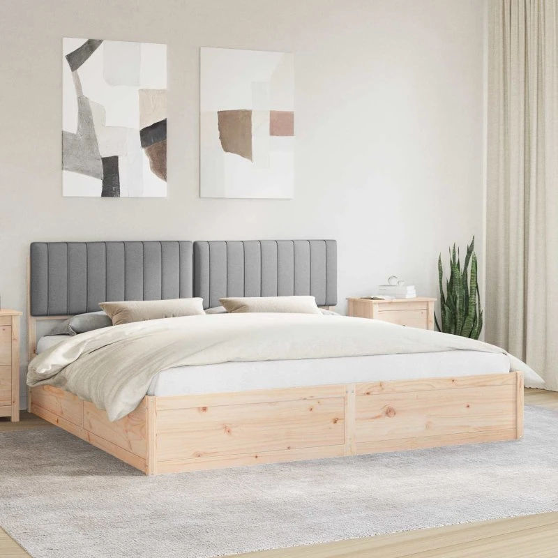 Sengestel 200x200 med polstret hovedgavl, lysegrå