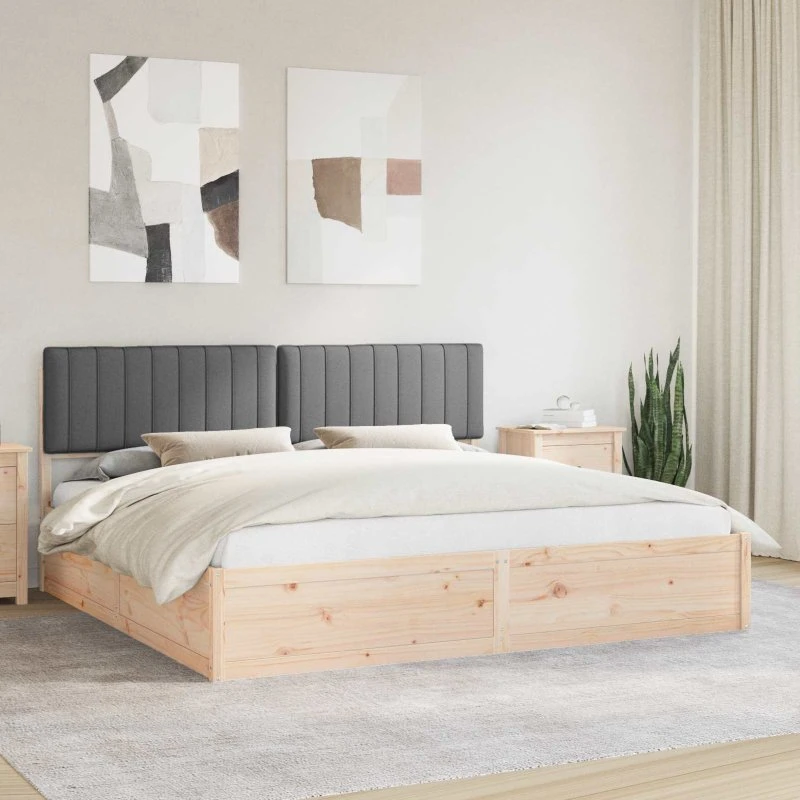Sengestel 200x200 cm med polstret hovedgavl - mørkegrå