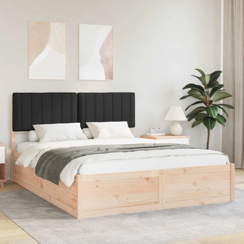 Sengestel 150x200 cm med polstret hovedgavl - Sort