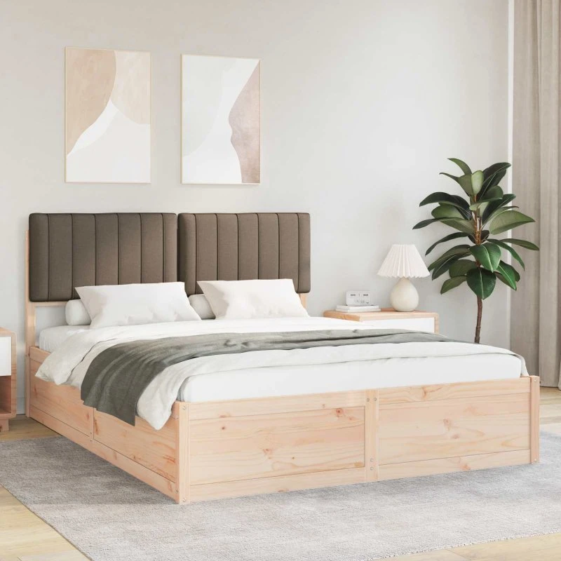 Sengestel 150x200 cm med polstret hovedgavl, gråbrun