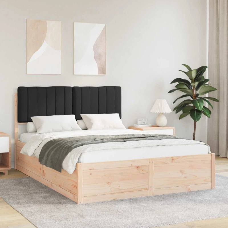 Sengestel 140x200 cm med polstret hovedgavl, sort