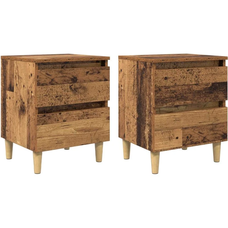 Rustikke sengeskabe 2 stk i konstrueret træ 40x35x50 cm
