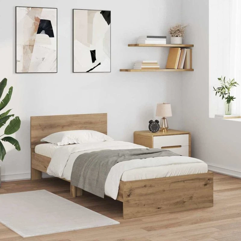 Sengestel Artisan Egetræ 90x200 cm med LED hovedgavl
