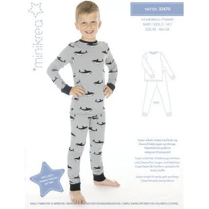 Minikrea snitmønster 33470 - Nattøj str. 2-14 år