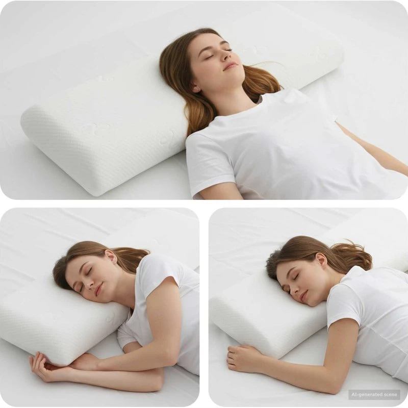 Sovepude Ensfarvet Hvid 70x36x13 cm – Medium Fasthed