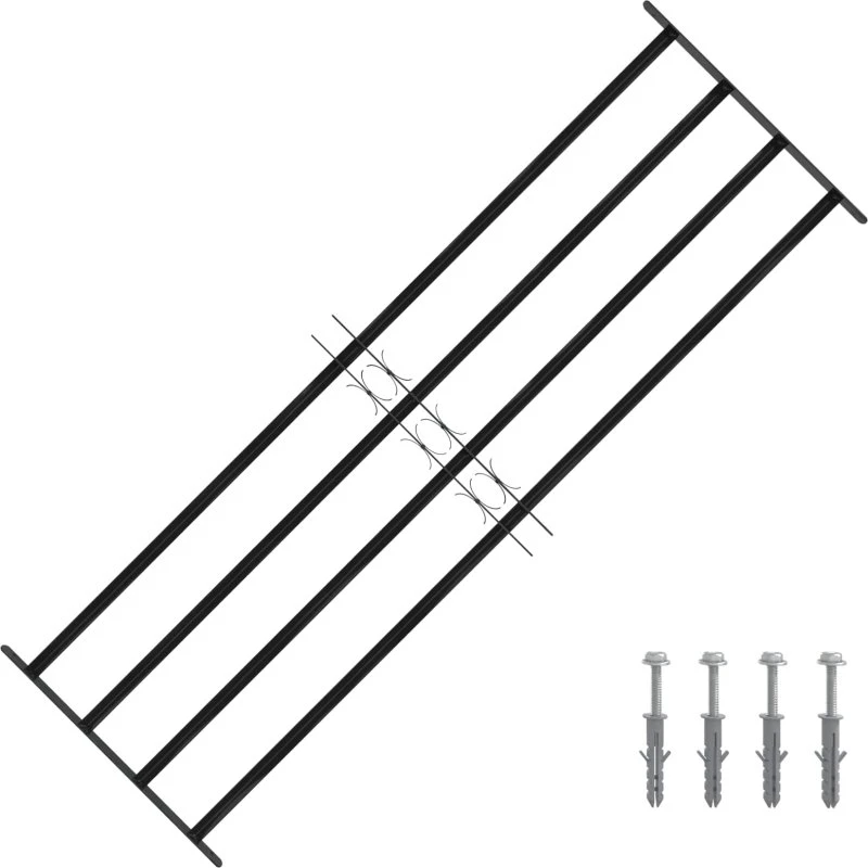 Vinduesgitter 175x60 cm, sort pulverlakeret stål