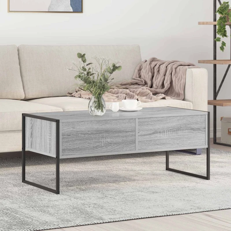 Sofabord med skuffe Grå Sonoma 100x46 cm - Konstrueret træ