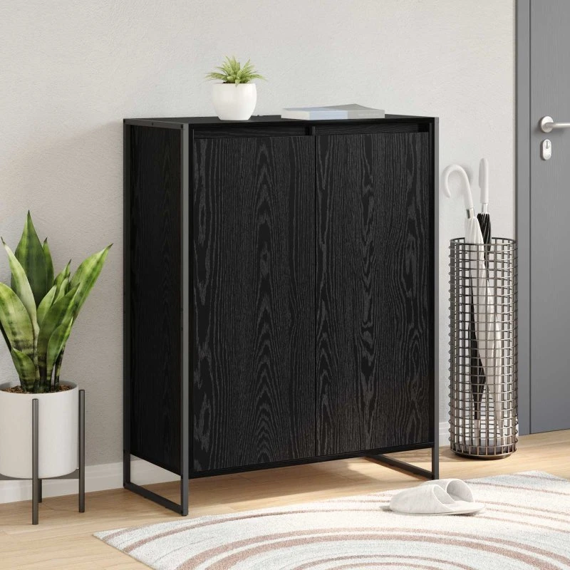 Sko skab i sort eg 79x36x100 cm – industrielt design