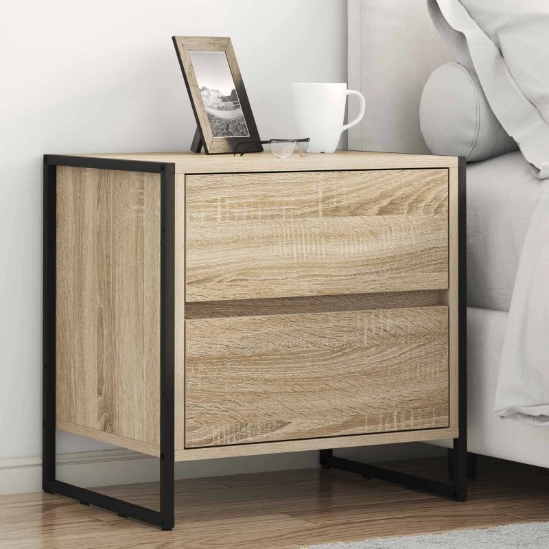 Sengebord Sonoma med skuffe 50x39,5x50 cm – Industrielt