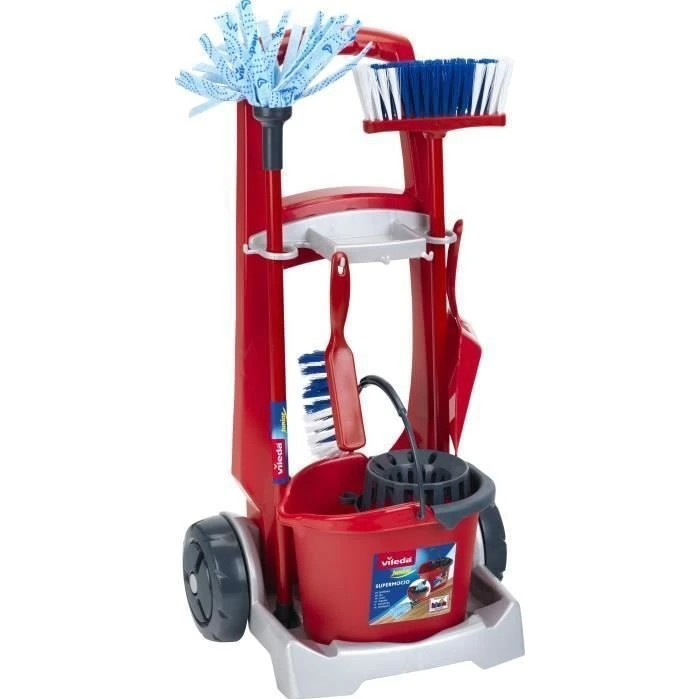 Vileda 6741 rengøringsvogn med tilbehør (rød/blå, 29×24×60 cm)
