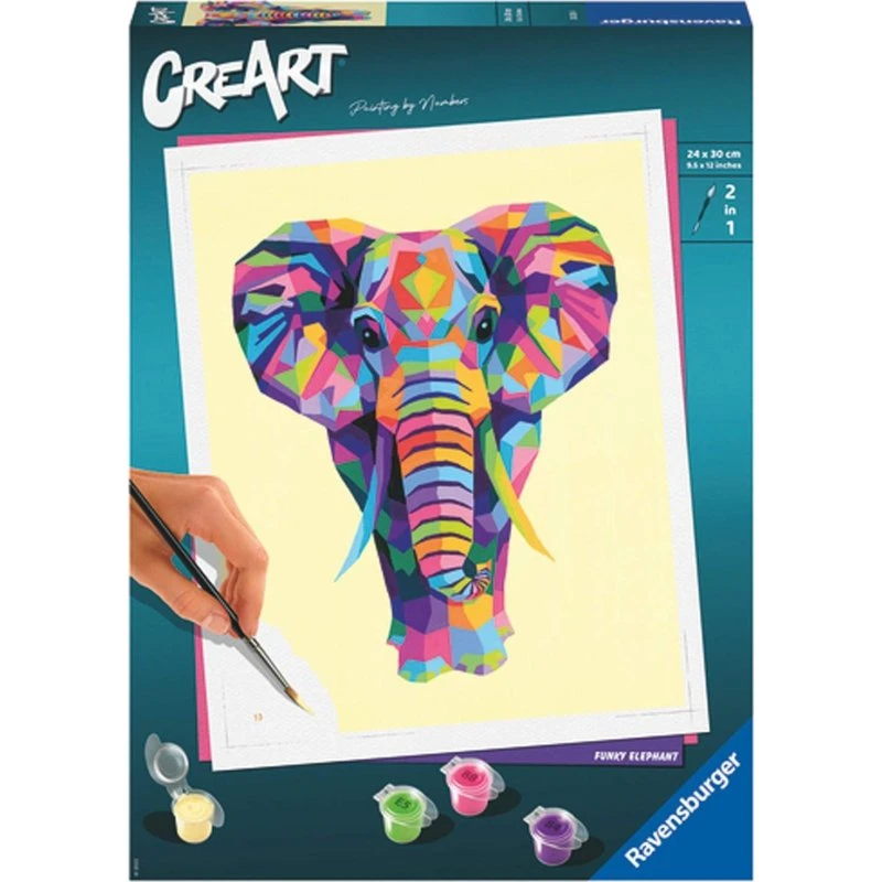 Ravensburger CreArt Funky Elephant (24x30 cm) – 16 akrylfarver