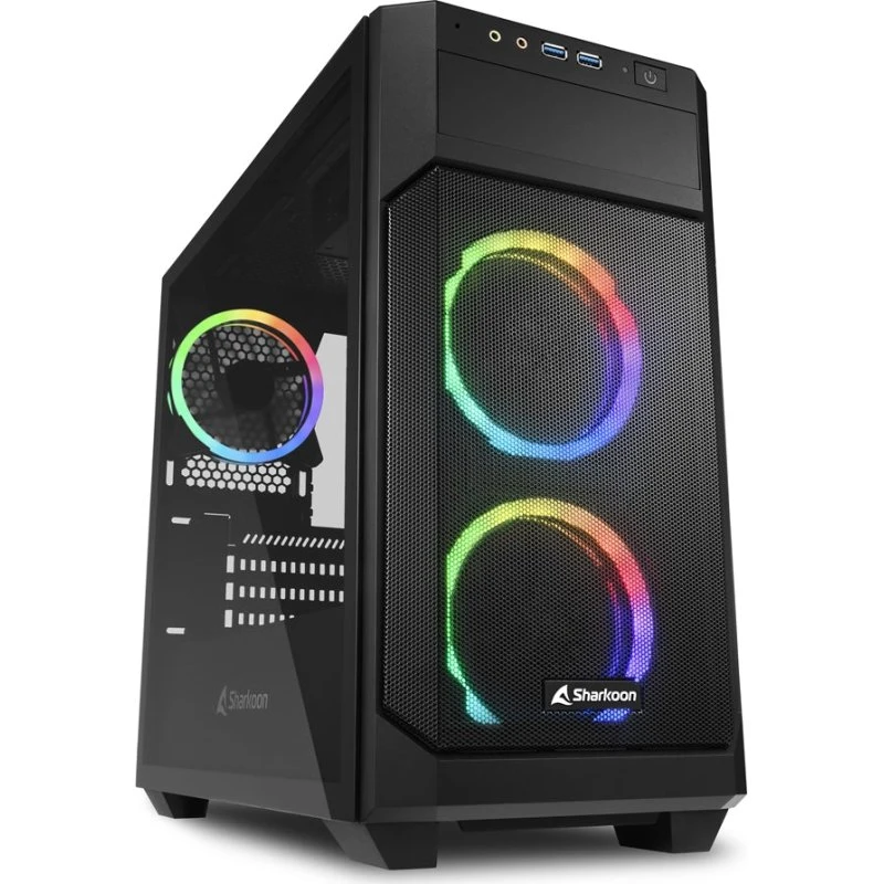 Sharkoon V1000 RGB MicroATX kabinet – Sort, hærdet glas