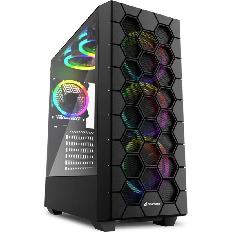 Sharkoon RGB HEX Mid Tower ATX – sort, hærdet glas
