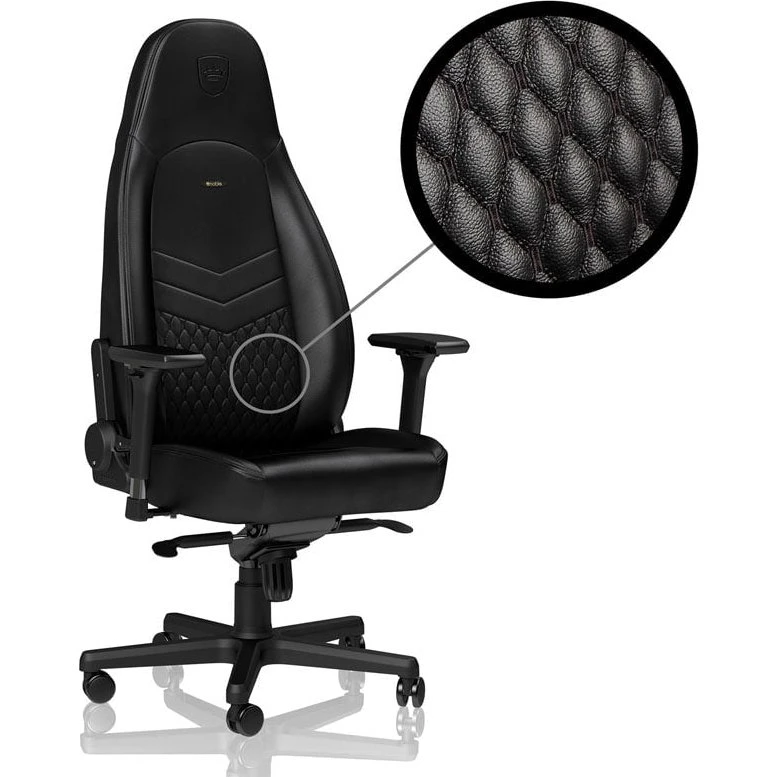 noblechairs ICON Real Leather – Sort (ægte læder)