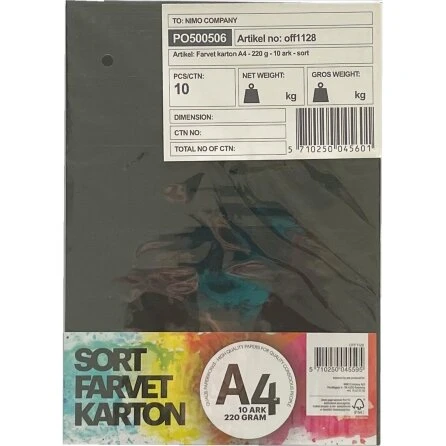 Karton A4 220 g 10 ark – sort