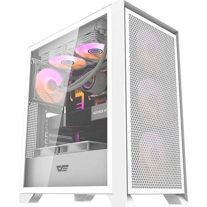 DarkFlash DRX70 MESH Mid Tower - 4 RGB-blæsere, Hvid