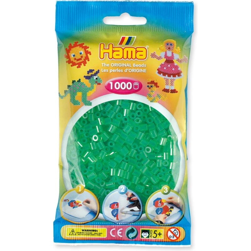 Hama Midi perler 1000 stk. - transparent grøn