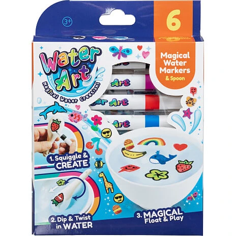 Water Art kreativt sæt med 6 tusser og keramisk ske