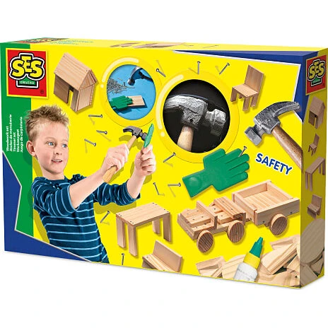 SES Creative Snedkersæt i træ, 57 dele