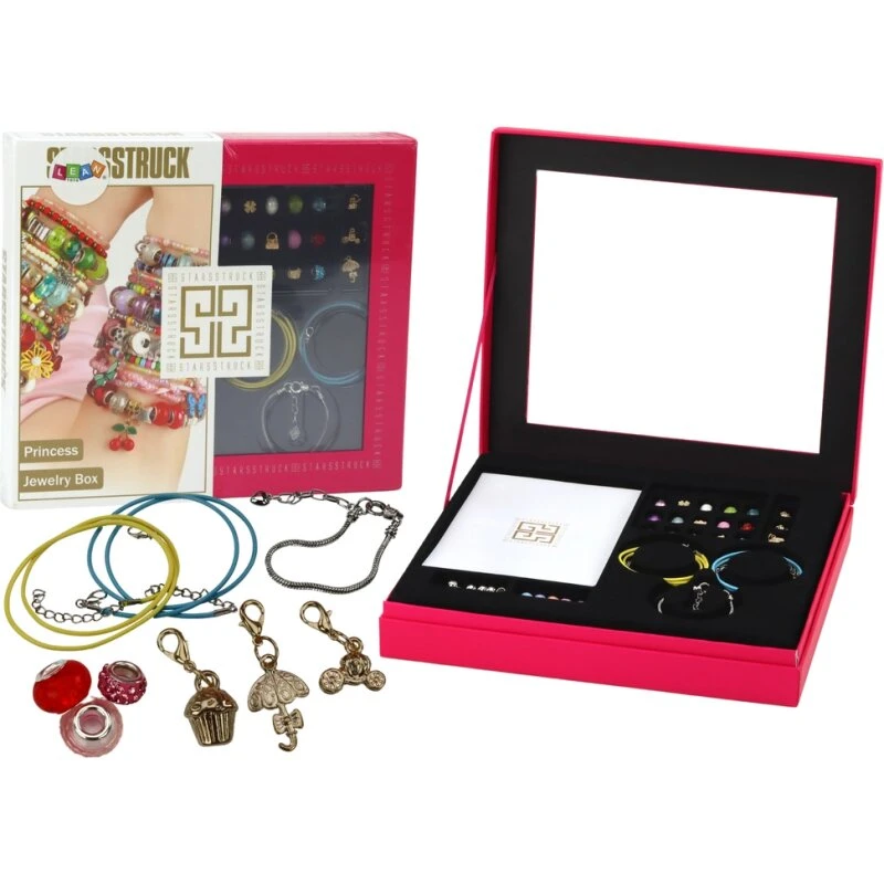 Sæt til smykkefremstilling – armbånd, 2 halskæder og perler (lyserød)