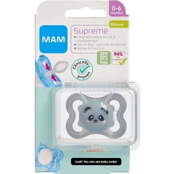 MAM Supreme sut 0-6 m – tynd fleksibel silikone