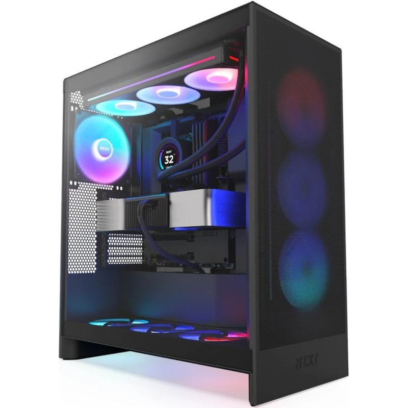 NZXT H7 Flow RGB Miditower ATX – Sort