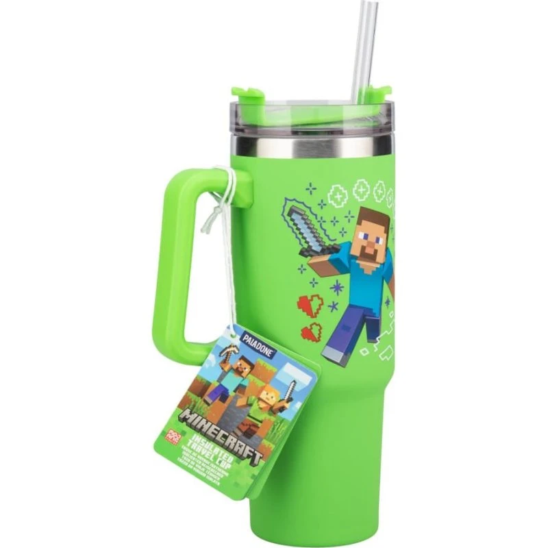 Minecraft Grøn 900 ml Multiway rejsekop med sugerør