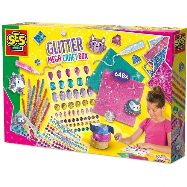 SES Creative Mega glittersæt - XL diamanter & glitterlim