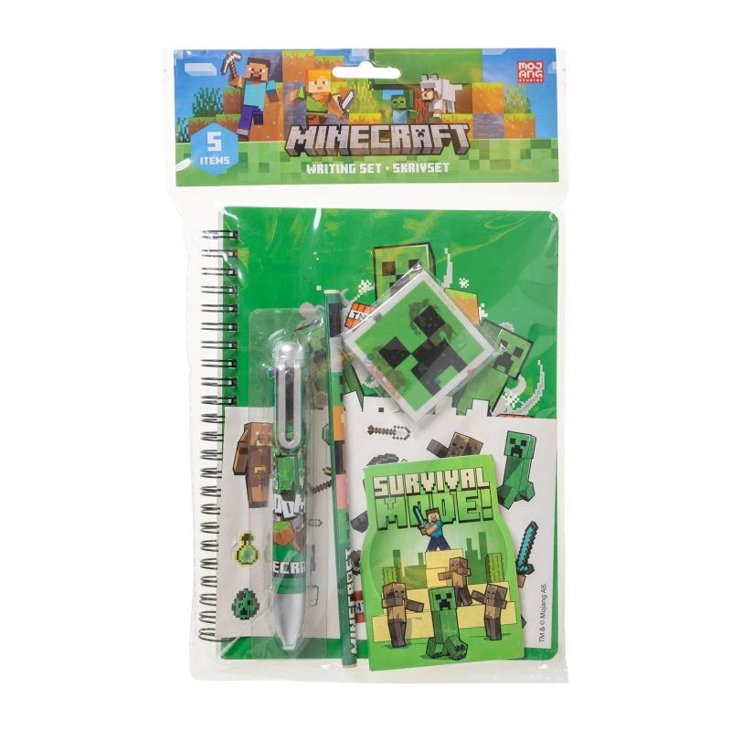 Stor Minecraft skrivesæt med multifarvet pen, 5 dele