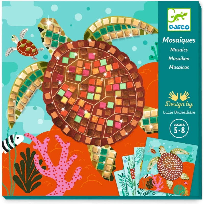 Djeco Mosaik Kreativsæt Havdyr - 4 motiver med metallisk effekt