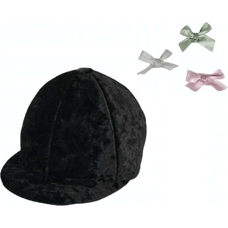 By Astrup Ridehjelm m. sløjfer, sort velour (onesize)