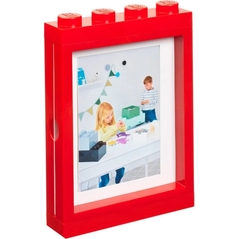 LEGO billedramme, rød – til 10×15 & 5×7 cm, plads til minifigur