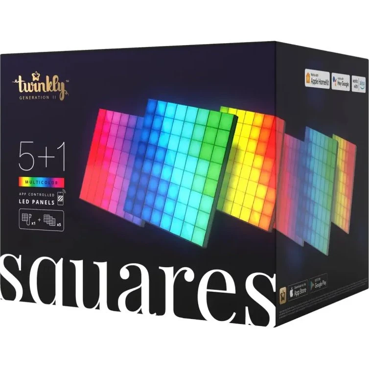 Twinkly Squares 6-pak Start (5+1) 16×16 cm, 64 RGB LED, Sort