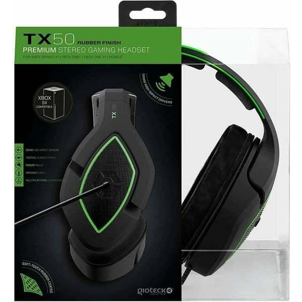 Gioteck TX-50 RF Stereo Gaming Headset – Sort/Grøn (Xbox Series X)