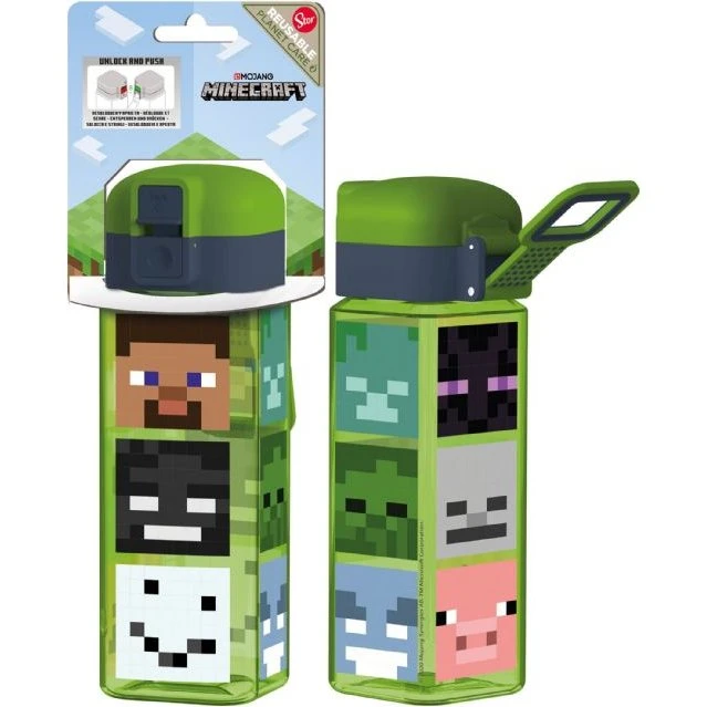 Minecraft drikkedunk 0,5 L med låsbar flip-låg, grøn