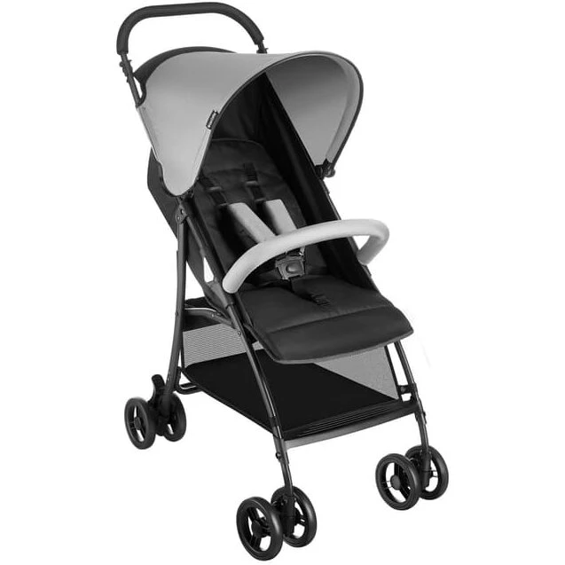 tectake Klapvogn Emma, foldbar, 5-punktssele, sort/grå