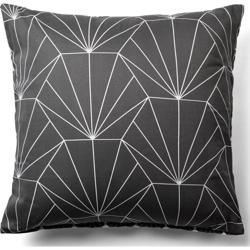 By Night pudebetræk 60x63 cm – Bomuldssatin, vendbart gråt Hexagon