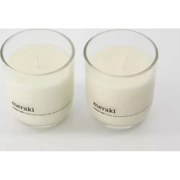 Meraki Shadow Lake duftlys 2 stk, 135 g, hvid, Ø7 x H7,6 cm