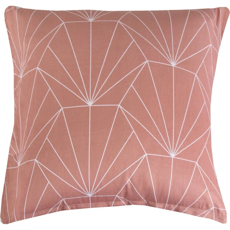 By Night pudebetræk 60x63 cm bomuldssatin, vendbart - fersken/hexagon