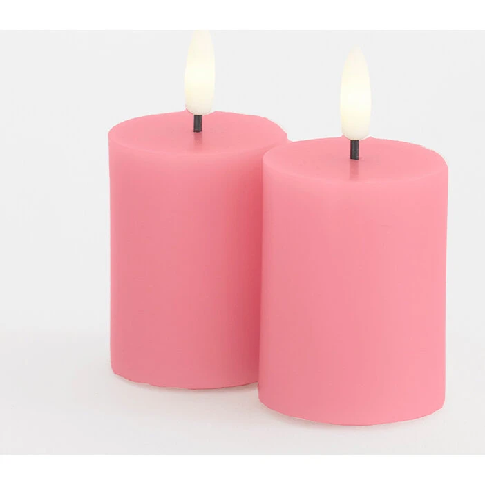 Sirius Sille mini LED bloklys 2 stk, lyserød Ø5×H6,5 cm