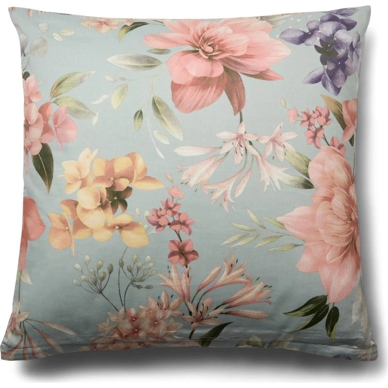 By Night pudebetræk 60x63 cm bomuldssatin Summer Bloom - lyseblå