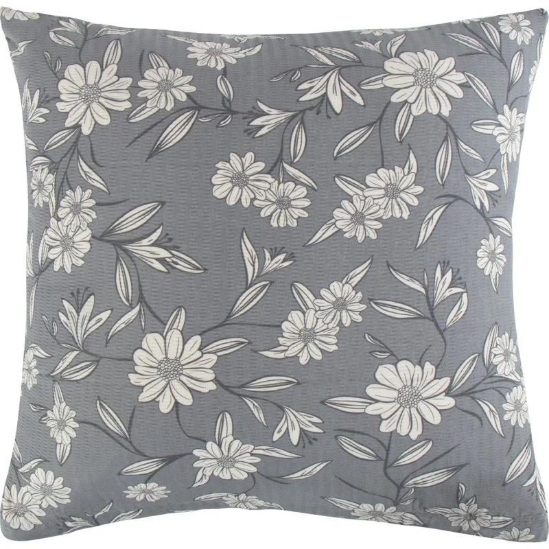 Borg Living Pudebetræk 60x63 cm Grey Leaves - Grå krepp