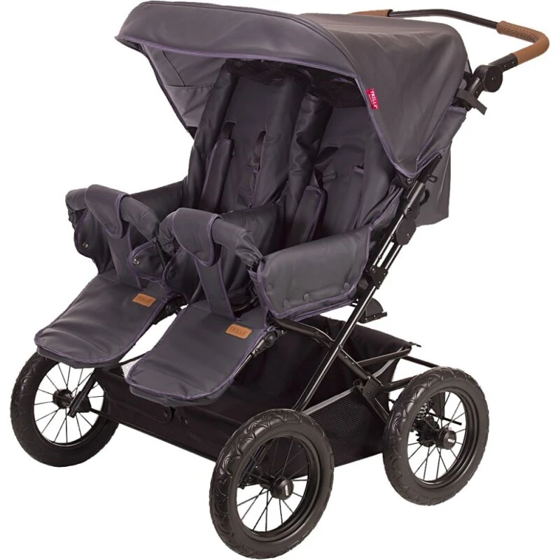 TRILLE Beba tvillingeklapvogn, grå skai, 82x76x31 cm