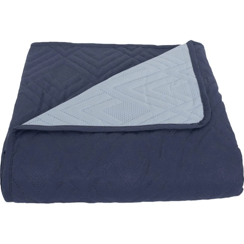 Borg Living sengetæppe 220x240 cm – vendbart mørkeblå/lyseblå