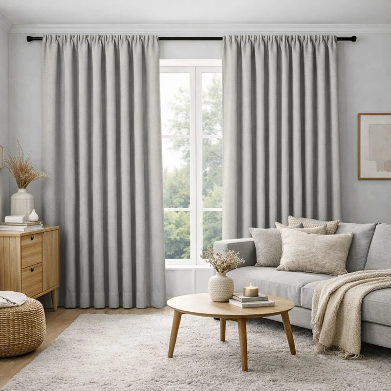 Nordstrand Home gardin 140x300 cm lysegrå - lysdæmpende, rynkebånd