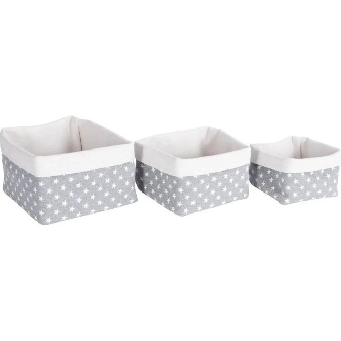 Canvas opbevaringskurve sæt 3 stk – grå/hvide stjerner