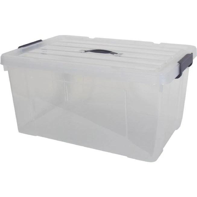 Opbevaringskasse 70 L, transparent med tætsluttende låg
