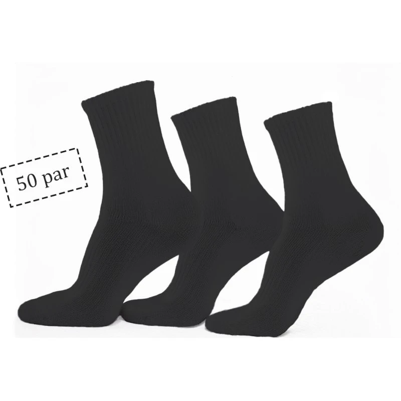 Tennissokker 50 par – sorte, str. 43-47 (Unisex)